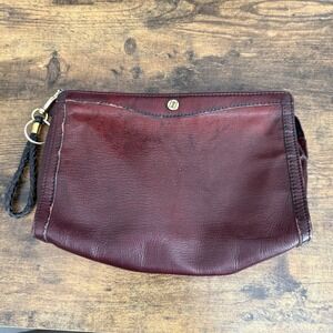 Vintage Goldpfeil West Germany Burgundy Leather Clutch Bag 80s